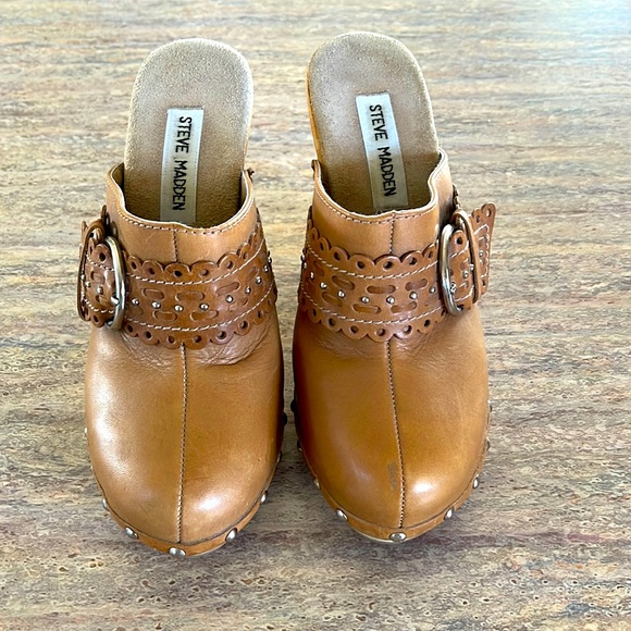 Steve Madden Shoes - VGUC Vintage STEVE MADDEN Leather Lashes Brown Silver Tone Studded Clog ~ 7